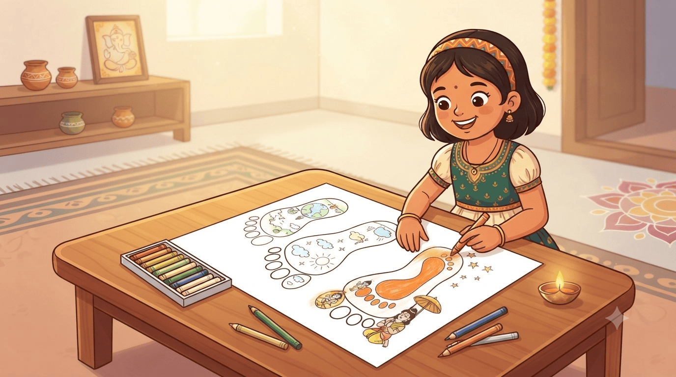 Make Vamana’s Three Steps Footprint Craft